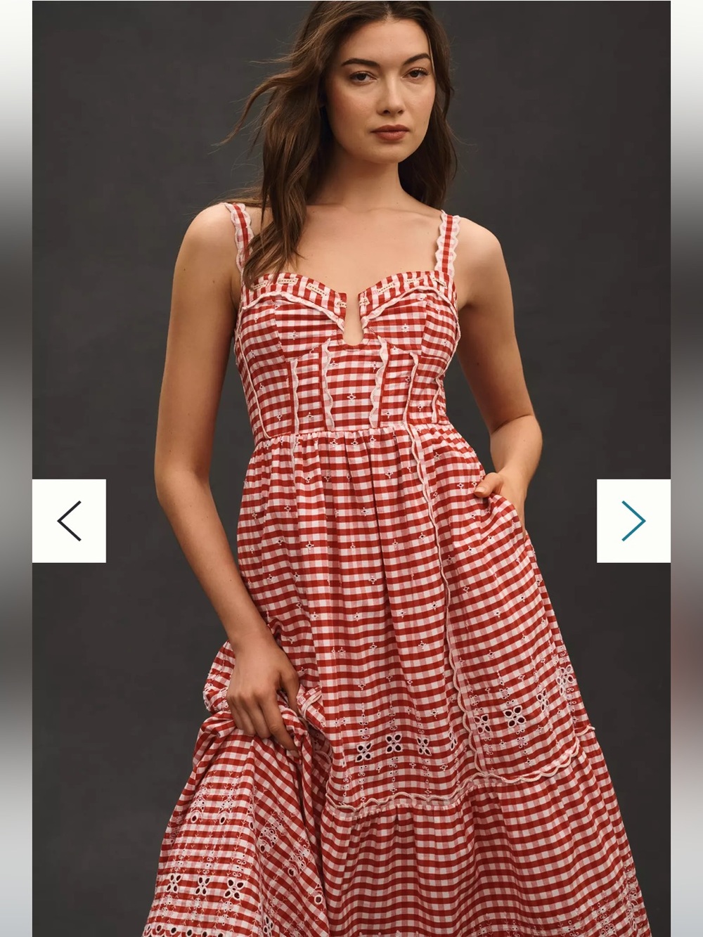 NWT Anthropologie Sleeveless Sweetheart Gingham Midi Dress